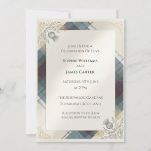 Faire-part de mariage celtique Tartan Thistle