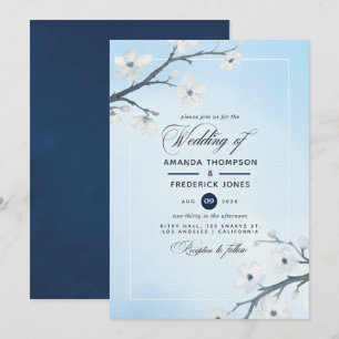 Faire-part de mariage Cerisiers Fleuris Blancs