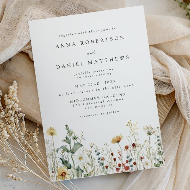 Faire-part de mariage champ de fleurs sauvages d'é (Créateur téléchargé)