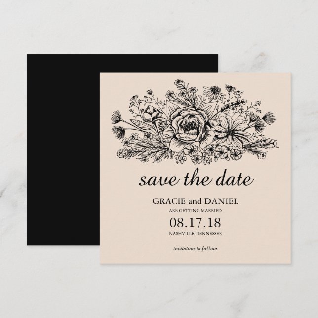 Faire-part de mariage "Champ de fleurs sauvages de (Devant / Derrière)