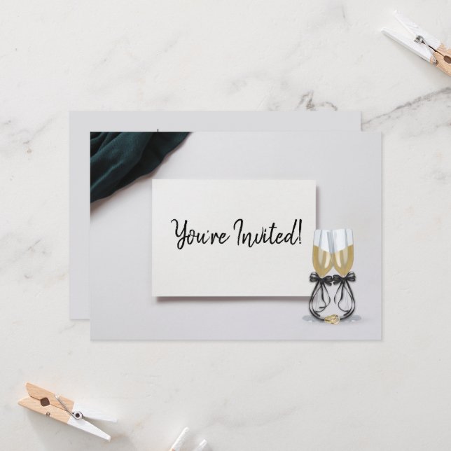 Faire-part de mariage champenois pour anniversaire (Devant/Arrière en situation)