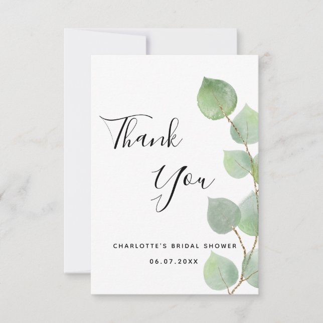 Faire-part de mariage champêtre avec eucalyptus (Devant)