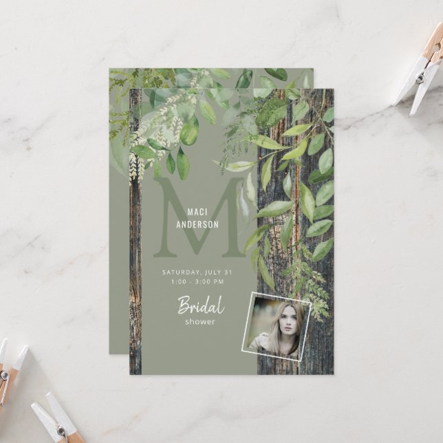 Faire-part de Mariage Champêtre avec Photo de Euca (Devant/Arrière en situation)
