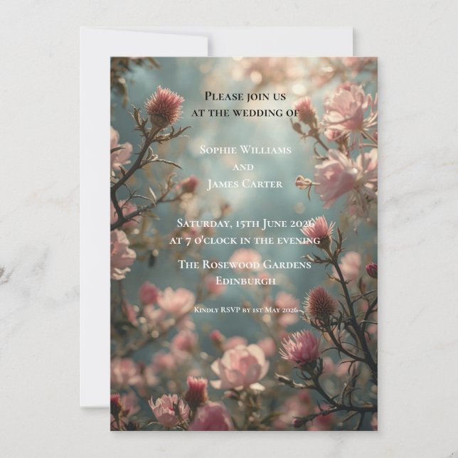 Faire-part de mariage Chardon Écossais | Floral Bo (Devant)