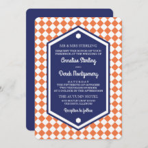 Faire-part de mariage Checkered orange et du bleu