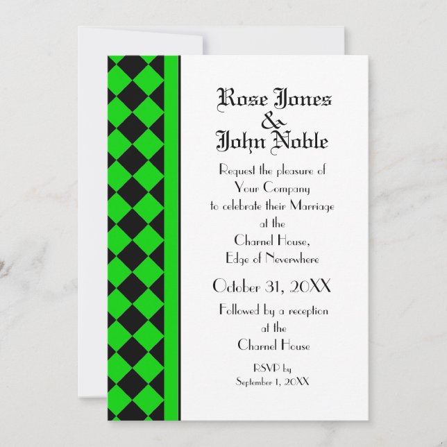 Faire-part de mariage ChequerBoard (Lime) (Devant)