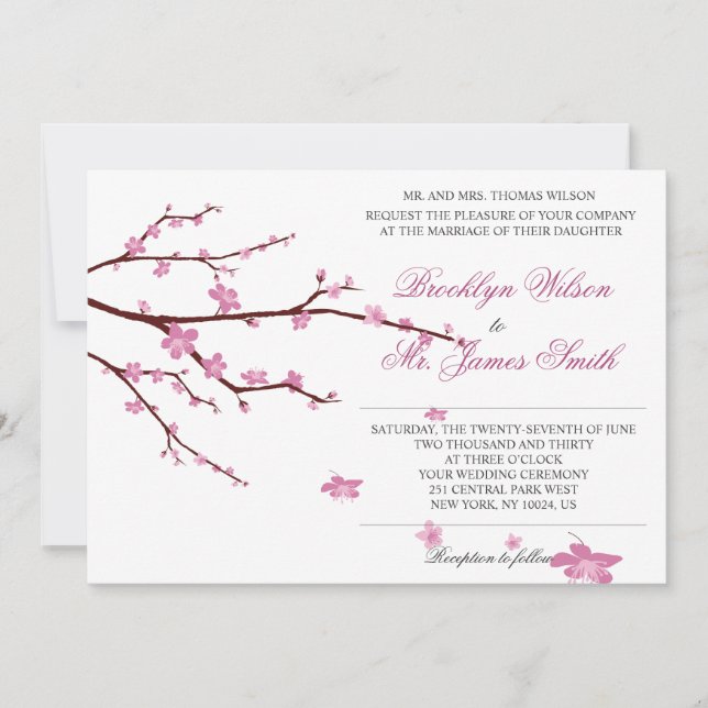 Faire-part de mariage Cherry Blossom (Devant)