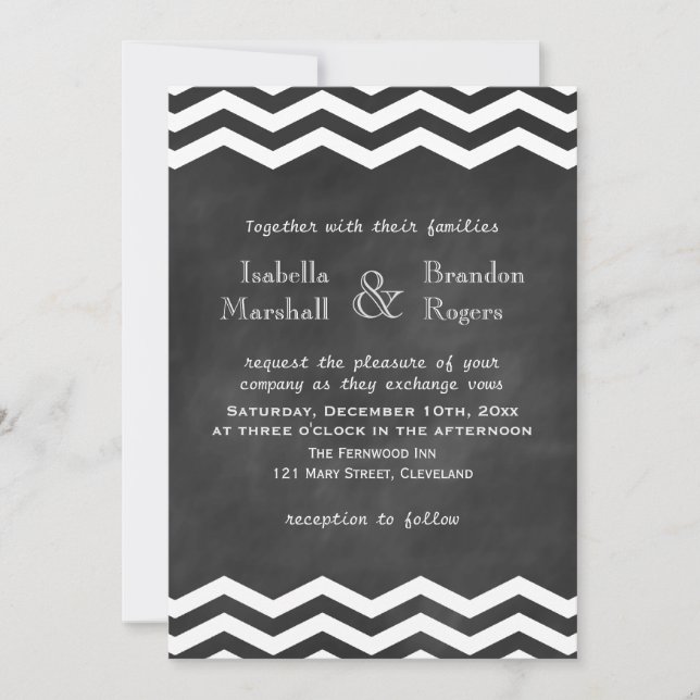 Faire-part de mariage Chevron Chalkboard (Devant)