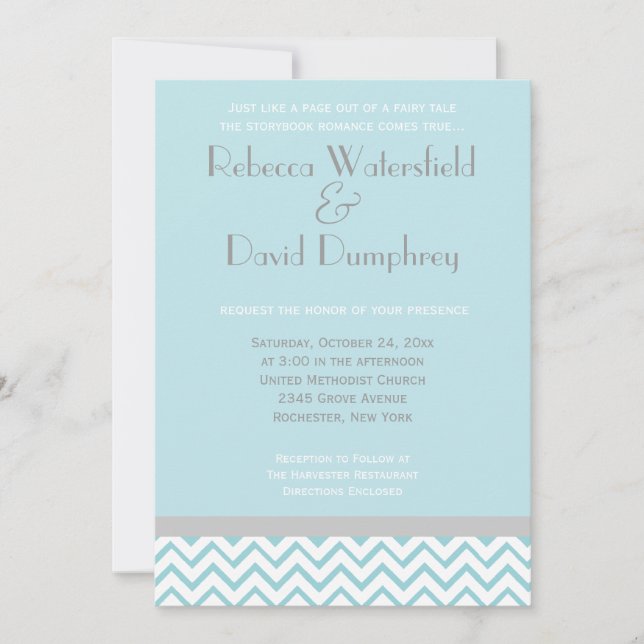 Faire-part de mariage Chevron moderne en argent et (Devant)