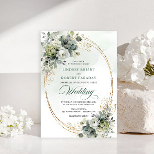 Faire-part de mariage chic aquarelle eucalyptus