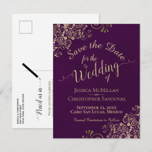 Faire-part de mariage chic calligraphié Plum & Gol