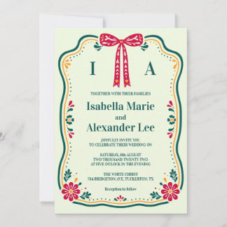 Faire-part de mariage chic floral coloré dessiné à