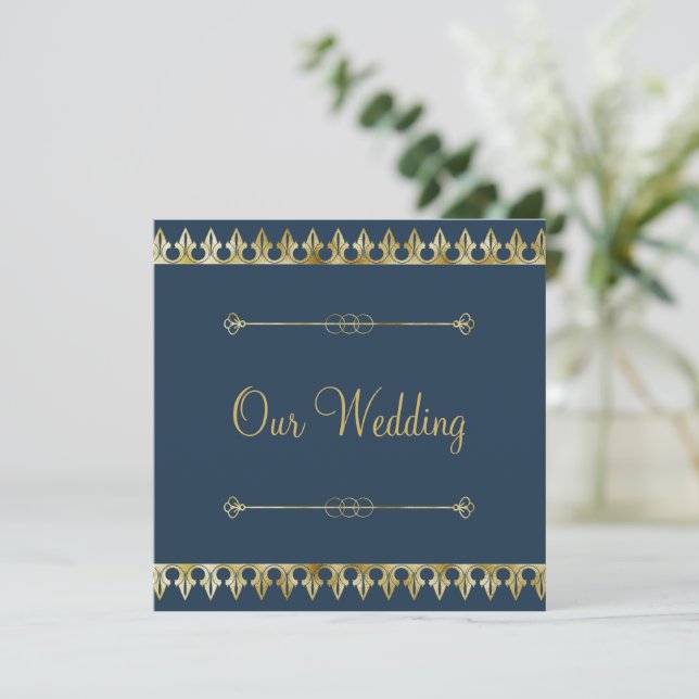 Faire-part de mariage chic or (Debout devant)