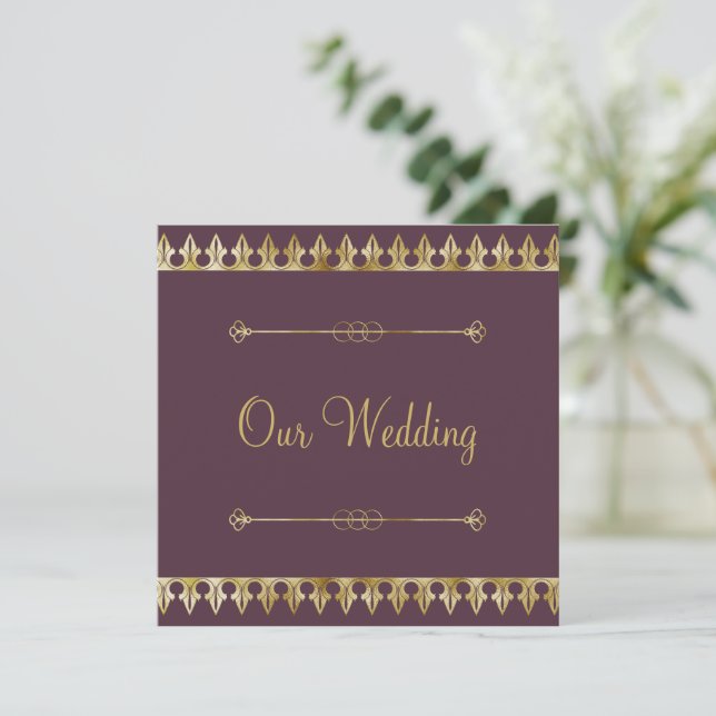Faire-part de mariage chic or (Debout devant)