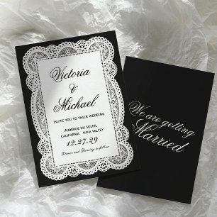 Faire-part de mariage chic romantique à dentelle e