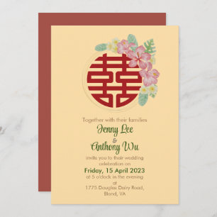 Faire-part de mariage chinois moderne Double Bonhe