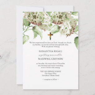 Faire-part de mariage chrétien aux hortensias vert