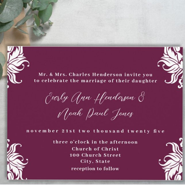 Faire-part de mariage chrétien Deep Plum (Créateur téléchargé)