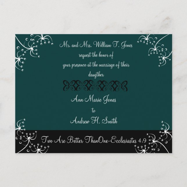 Faire-part de mariage chrétien Deep Teal (Devant)