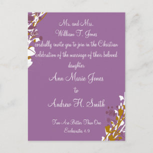 Faire-part de mariage chrétien Élégance Violette