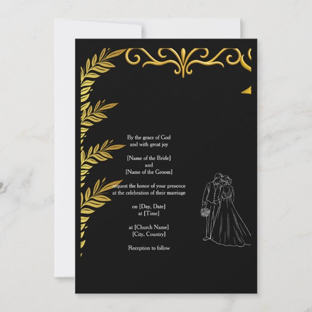 Faire-part de mariage chrétien élégant | Floral do (Devant)