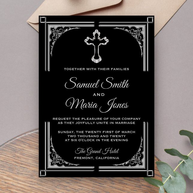 Faire-part de mariage chrétien élégante croix arge (Créateur téléchargé)