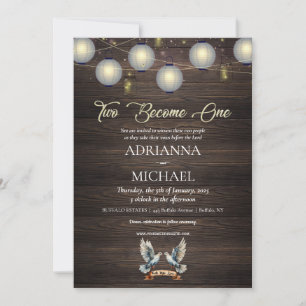 Faire-part de mariage chrétien en bois
