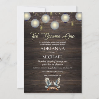 Faire-part de mariage chrétien en bois