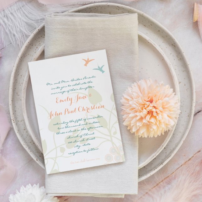 Faire-part de mariage chrétien Oiseaux-mouches Fle (Créateur téléchargé)
