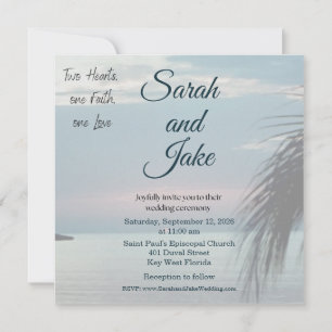 Faire-part de mariage chrétien photo tropicale