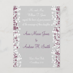Faire-part de mariage chrétien raisin blanc taupe