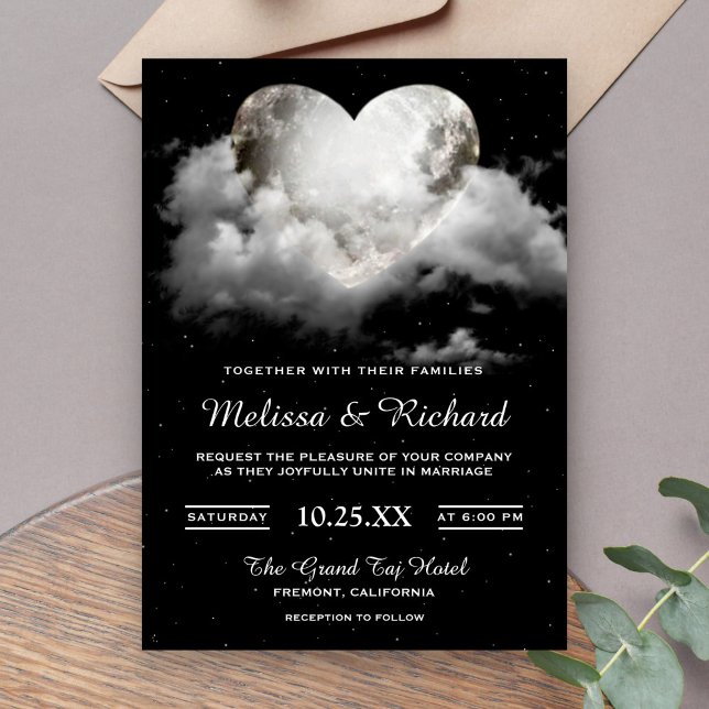 Faire-part de mariage Ciel romantique Lune en form (Créateur téléchargé)