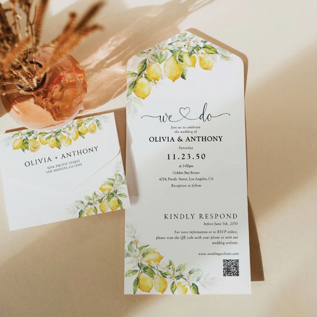 Faire-part de mariage Citron Citrus tout-en-un (Créateur téléchargé)