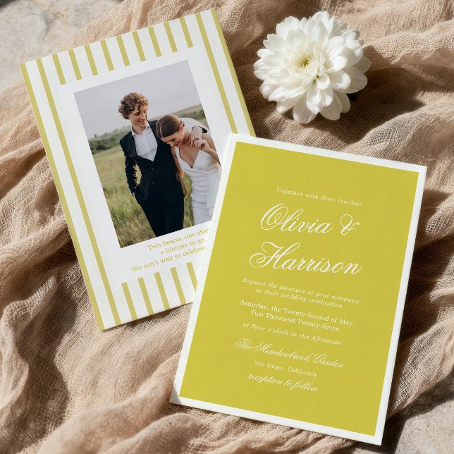 Faire-Part de Mariage Citron Jaune Île Old Money (Créateur téléchargé)