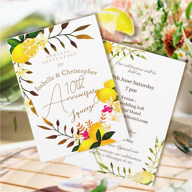 Faire-part de mariage Citron Squeeze 10e anniversa (10th Wedding Anniversary Invitation Card)
