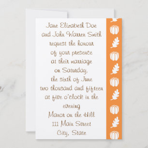 Faire-part de mariage Citrouille en orange