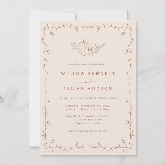 Faire-part de mariage Citrouille en terre cuite (Devant)