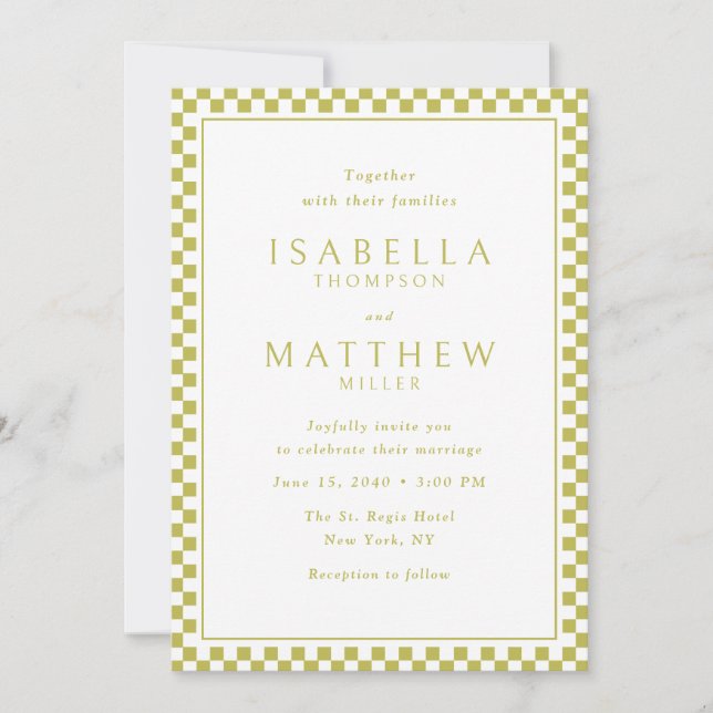 Faire-part de mariage Citrus Checker Frame (Devant)