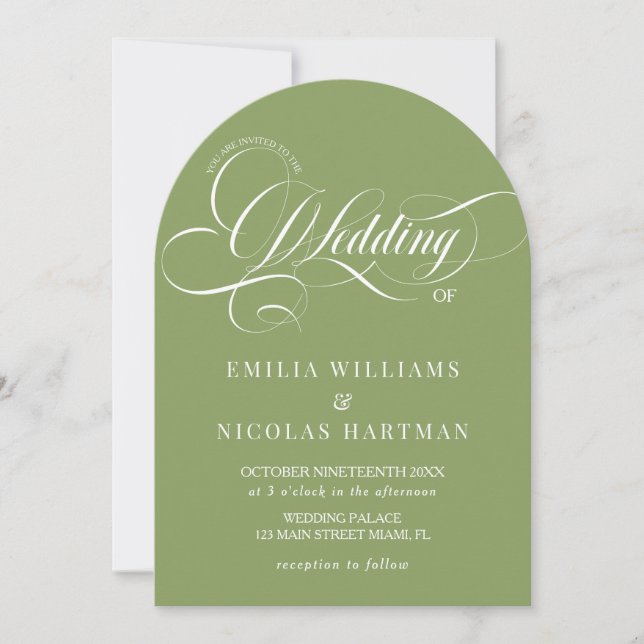 Faire-part de mariage Citrus Green tout-en-un (Devant)