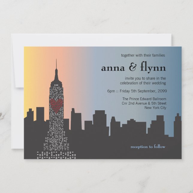 Faire-part de mariage Cityscape de New York (Devant)