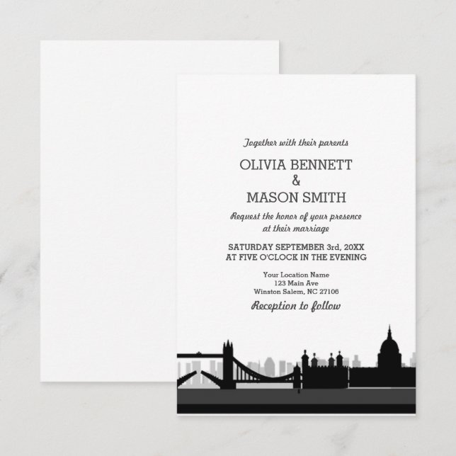 Faire-part de mariage Cityscape London Bridge (Devant / Derrière)