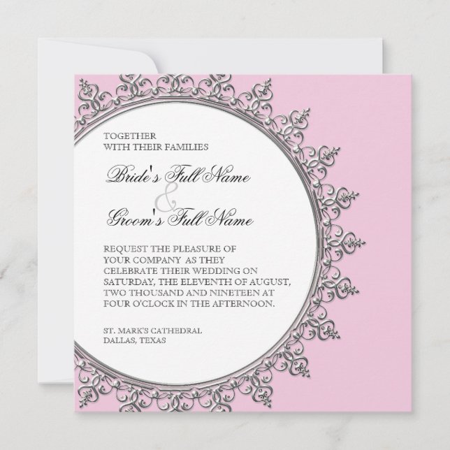 Faire-part de mariage - Classic Baroque Swirl Circ (Devant)
