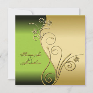 Faire-part de mariage Classic Green Gold Floral