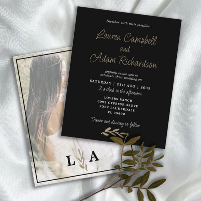 Faire-part de mariage Classic noir et blanc Budget (Créateur téléchargé)