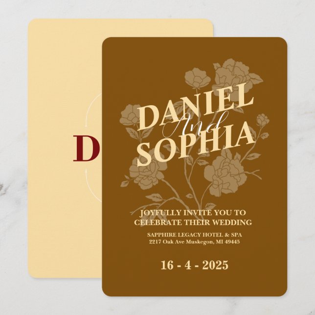 Faire-part de mariage classique (Devant / Derrière)