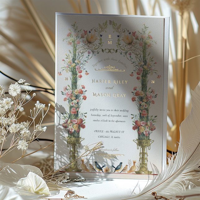 Faire-part de mariage classique de jardin enchanté (Créateur téléchargé)
