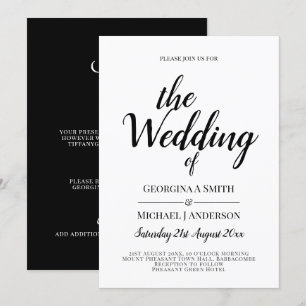 Faire-part de mariage classique de typographie noi