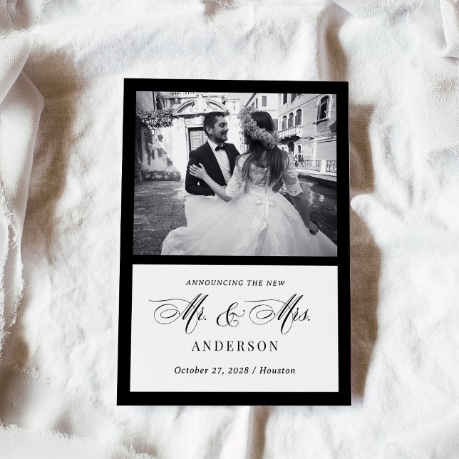 Faire-part de mariage Classique Luxe Noir et Blanc (Créateur téléchargé)