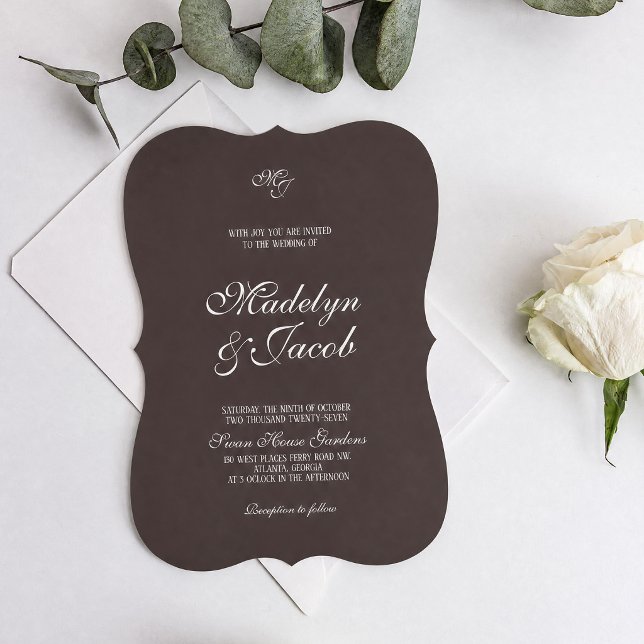 Faire-part de mariage classique marron (Créateur téléchargé)
