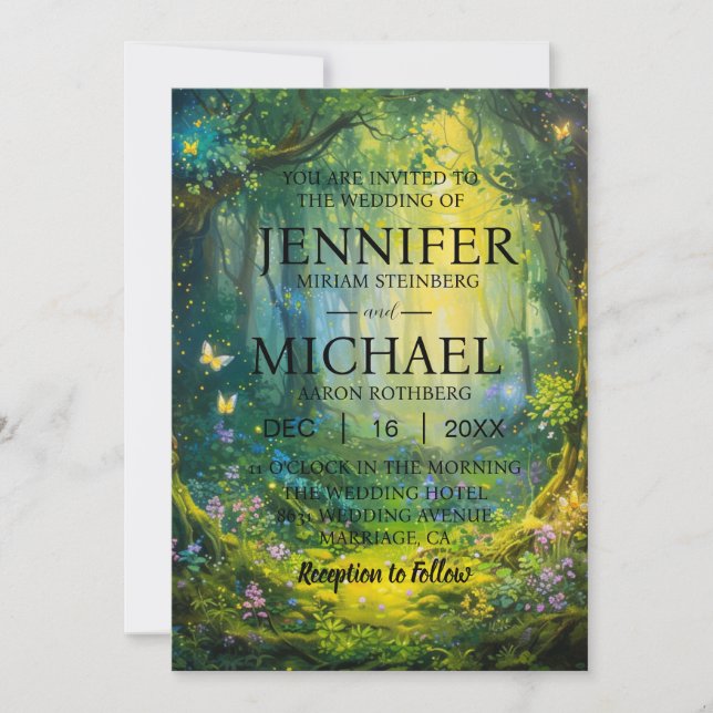 Faire-part de mariage classique Papillons (Devant)